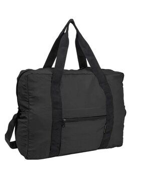 Boarding Pass Recycled Foldable & Packable Pouch Duffel Travel Bag New Black